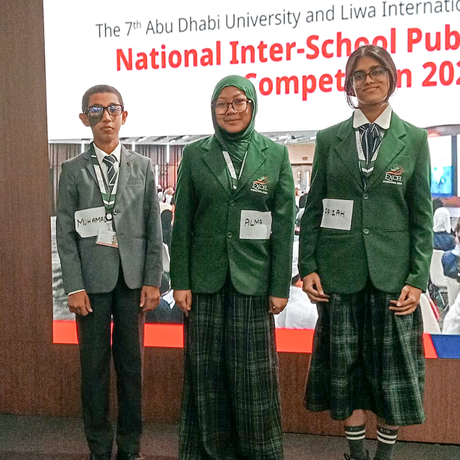 Excel International School proudly celebrates the outstanding representation of our students at the 7th National Inter-School Public Speaking Competition, recently held by Liwa International School in collaboration with Abu Dhabi University. 